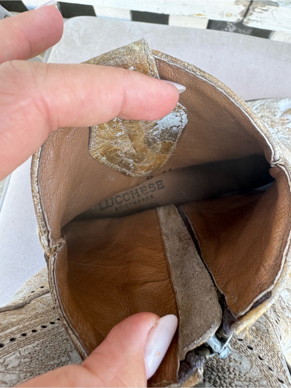 Lucchese leather cowgirl boots distressed size 8 - Picture 7 of 11